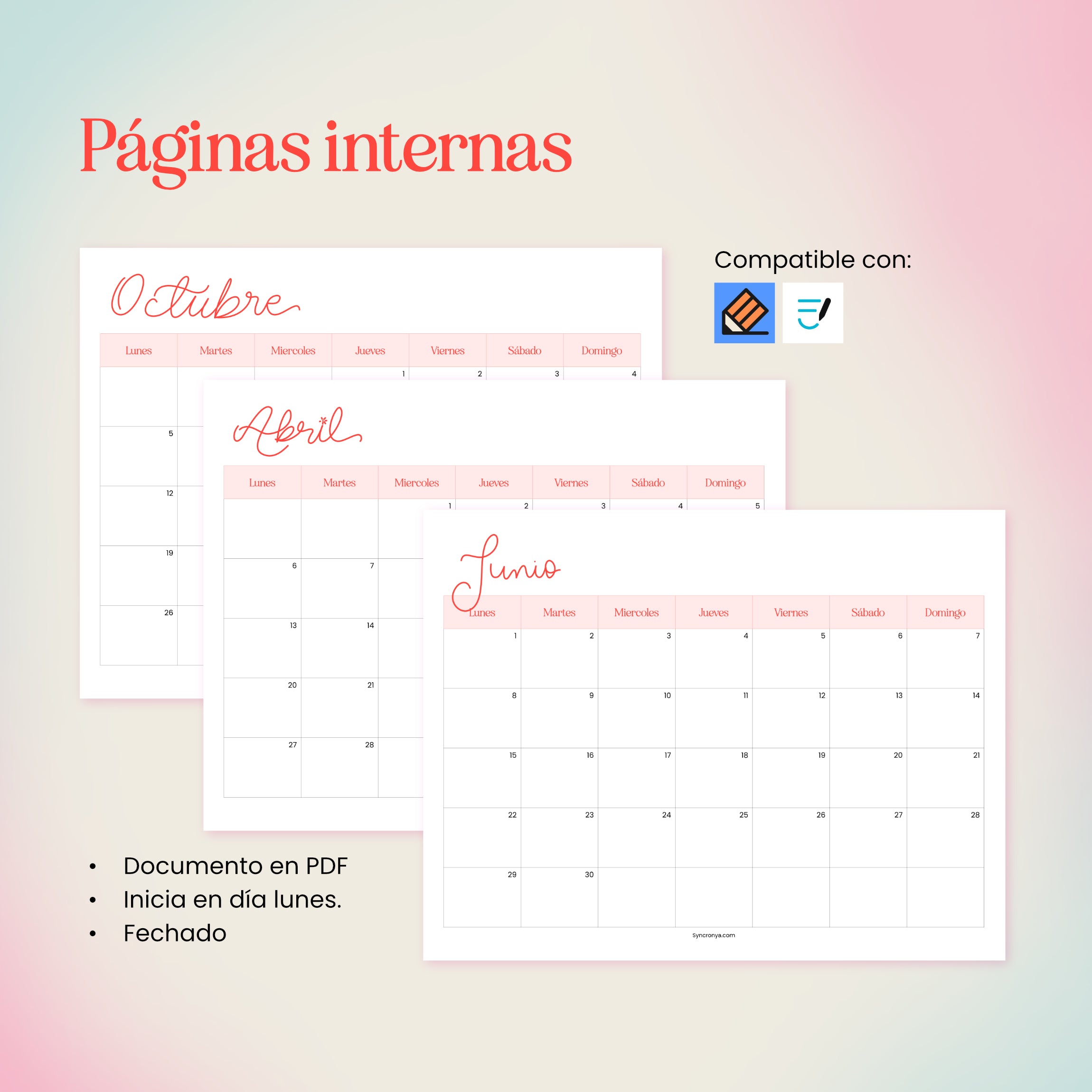 Calendario 2026 – Imprimible (Producto Digital)